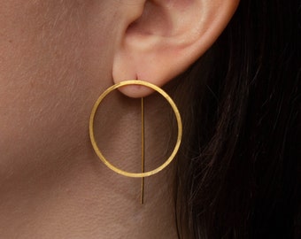 Matt Gold Earrings, Gold Circle Earrings, Open Circle Earrings, Minimal Gold Earring, Brushed Gold Vermeil