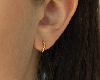 Small Gold Huggies, Huggie Earrings, Tiny Gold Hoops, Layering Hoops, Second Hole Hoop Earring