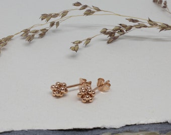 Rose Gold Ball Earrings, Rose Gold Bobble Studs, Small Everyday Stud Earrings, Textured Studs