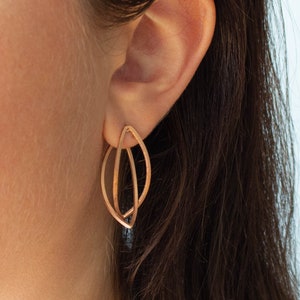 Rose Gold Ear Jackets, Brushed Rose Gold Earrings, Front and Back Earrings, Matt Rose Gold Vermeil