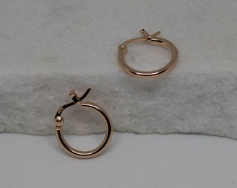 Rose Gold Hoops, Simple Hoop Earrings, Everyday Rose Gold Hoops