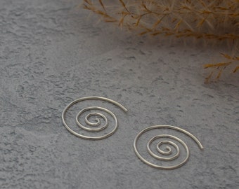 Silver Hoops, Silver Hoop Earrings, Silver Spiral Hoops, Minimalist Silver Earrings, Sterling Silver