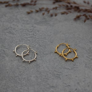 Boho Hoop Earrings, Silver Dot Hoops, Gold Dotted Hoops, Everyday Hoop Earrings