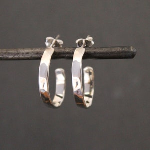 Silver Hoop Earrings, Hammered Silver Hoops, Textured Silver Earrings, Minimal Hoops, Stud Hoops, Sterling Silver