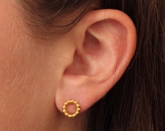 Gold Stud Earrings, Gold Ball Earrings, Circle Gold Earrings, Geometric Studs