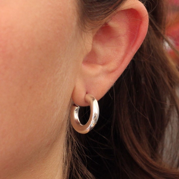 Silver Hoops, Chunky Silver Hoops, Stud Hoop Earrings, Thick Silver Hoops, Tube Hoops, Sterling Silver