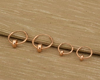 Rose Gold Hoop Earrings, Minimal Rose Gold Hoops, Rose Gold Spinner Hoops, Rose Gold Vermeil Sleeper Hoops, Everyday Hoop Earrings