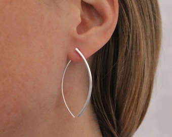 Silver Earrings, Silver Hoops, Front and Back Earrings, Edgy Silver Earrings, Ear Jackets, Silver Illusion Earrings, Sterling Silver