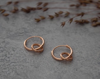 Rose Gold Hoops, Rose Gold Hoop Oorbellen, Open Circle Oorbellen, Geometrische Hoops, Alledaagse oorbellen