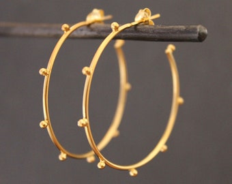 Gold Hoops, Gold Hoop Earrings, Gold Stud Hoops, Minimal Gold Hoops, Boho Gold  Hoop Earrings, Gold Vermeil