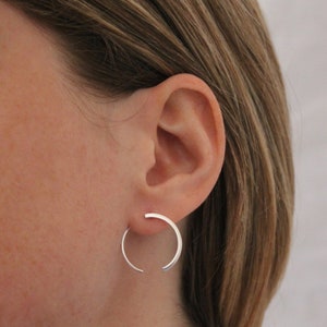 Silver Earrings, Silver Hoops, Front and Back Earrings, Edgy Silver Earrings, Ear Jackets, Silver Illusion Earrings, Sterling Silver