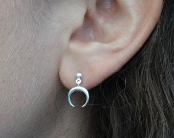 Silver Earrings, Half Moon Earrings, Silver Crescent Earrings, Minimal Silver Earrings, Boho Earrings, On Trend Jewellery
