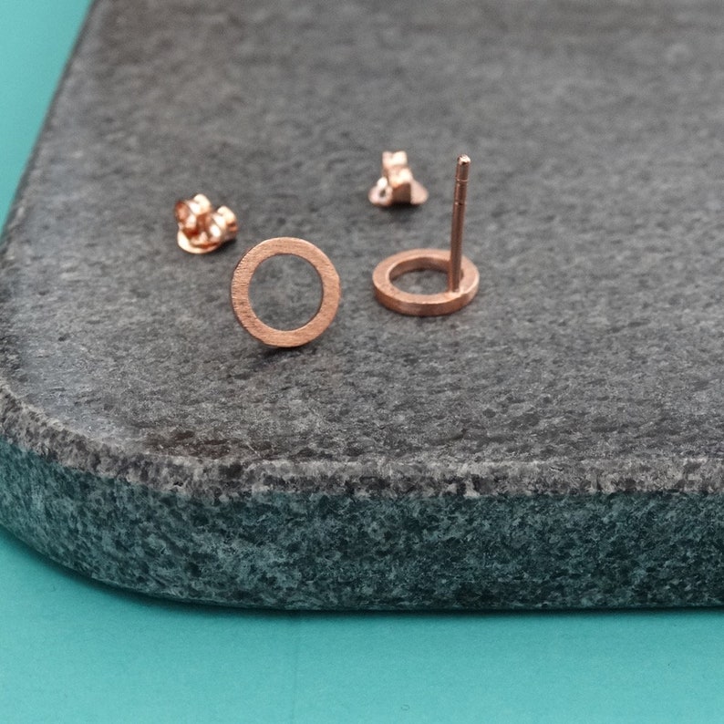 Circle Stud Earrings Silver Geometric Studs Brushed Gold Etsy