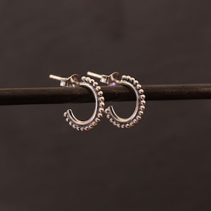 Silver Hoop Earrings, Boho Silver Hoops, Everyday Hoop Earrings, Small Silver Hoops, Oxidised Silver Earrings, Sterling Silver