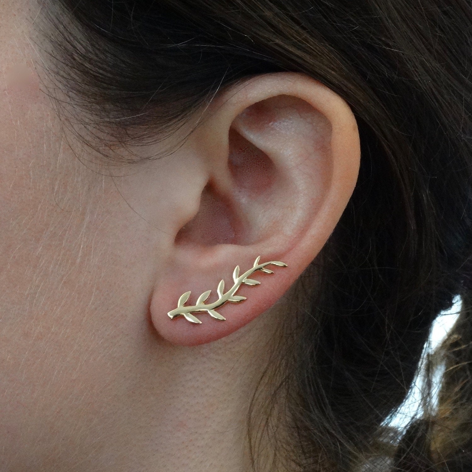Double Vision Pavé Ear Climber Earrings in Gold