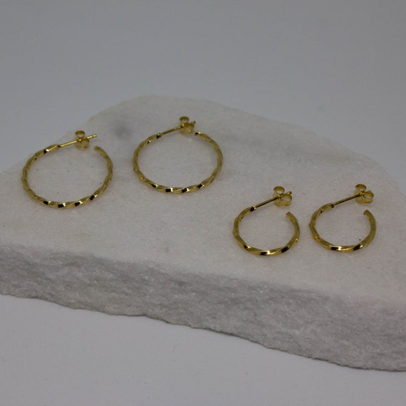 Gold twist store hoop earrings