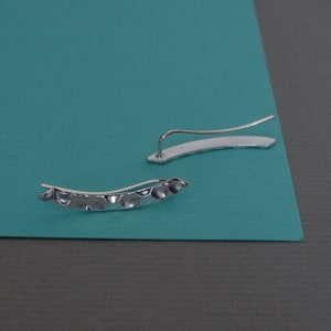 Silver Ear Climber, Silver Bar Climber Earrings, Sterling Silver Ear Crawler, Minimal Silver Stud Earrings image 3