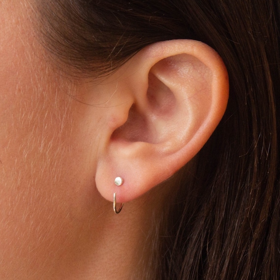 Pull Through Hoops Silver Hoop Earrings 