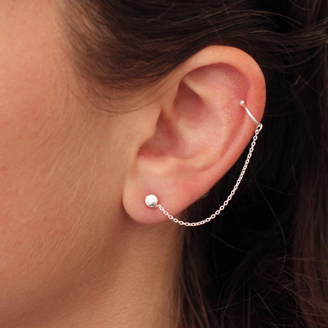 Minimalist Ear Cuff, Chain Ear Cuff, Silver Helix Earring, Gold Cuff
