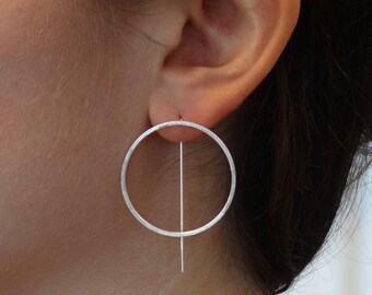 Silver Earrings, Silver Circle Earrings, Open Circle Earrings, Minimal Silver Earring, Brushed Sterling Silver, Matt Silver Jewellery