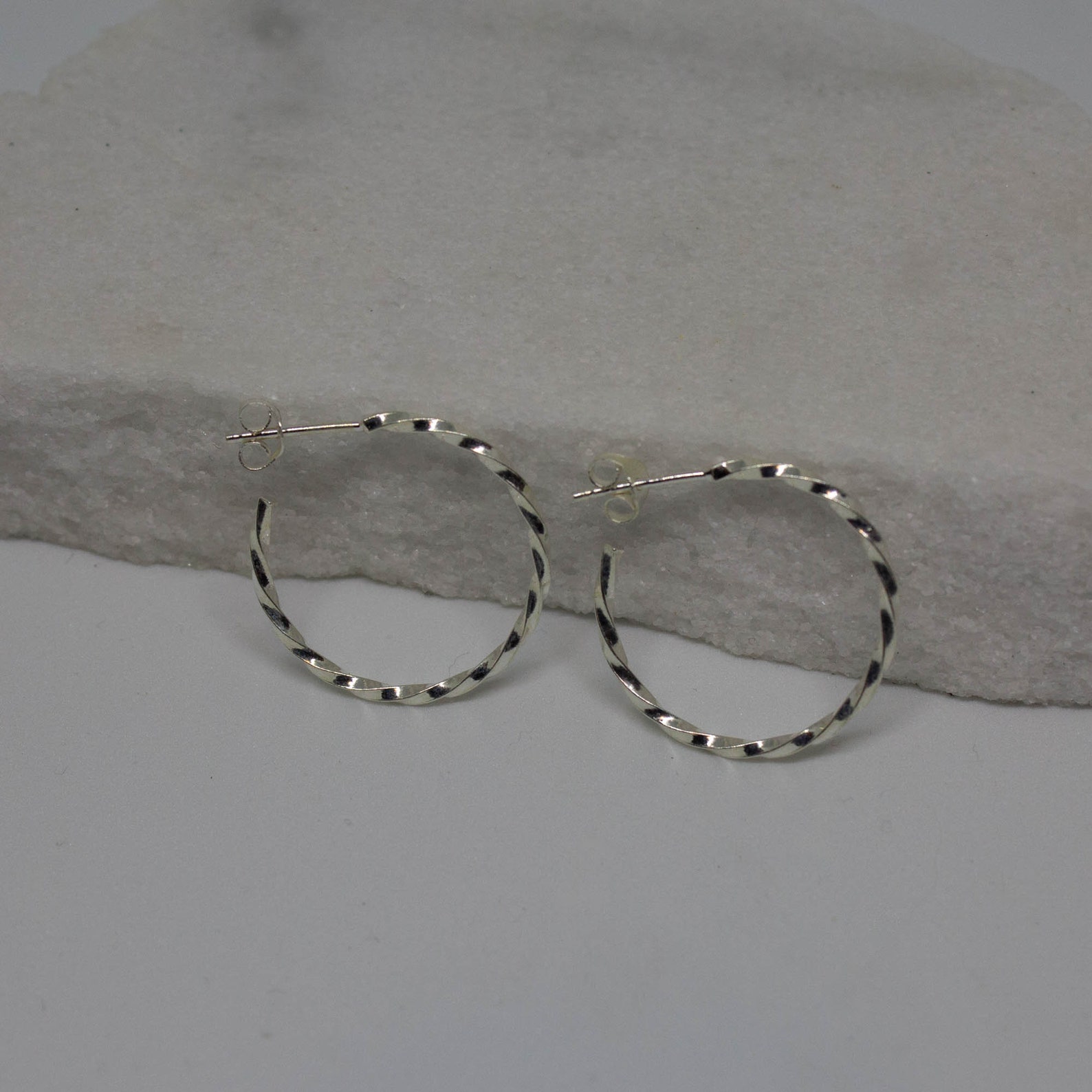 Silver Hoops Silver Hoop Earrings Twist Hoops Silver Twist - Etsy