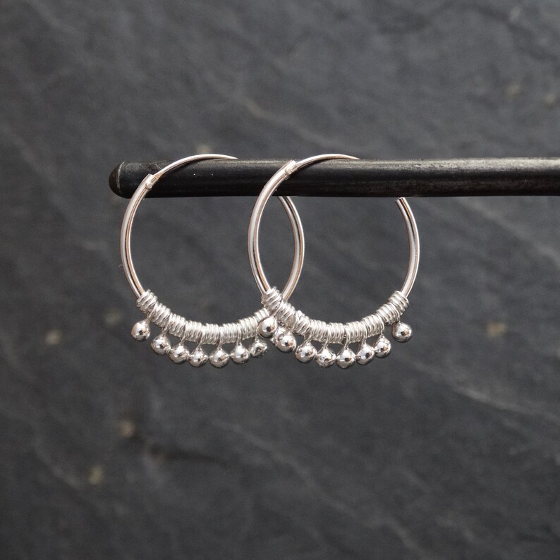 Silver Hoops Silver Hoop Earrings Boho Silver Hoops Silver Etsy UK