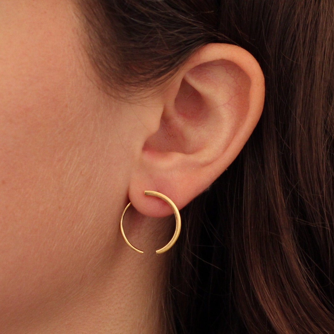 Gold Earrings Gold Hoops Front and Back Earrings Edgy Gold - Etsy
