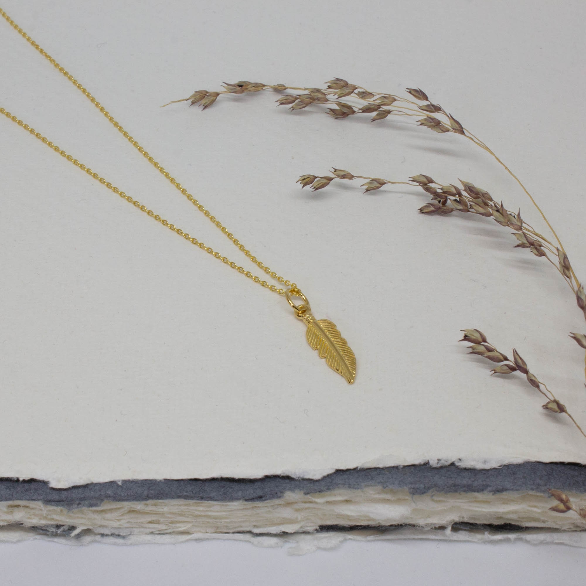 9ct gold feather pendant sale