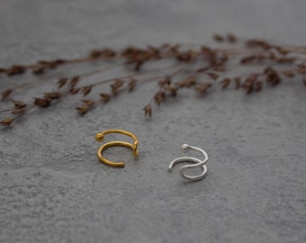 Minimal Ear Cuff, Edgy Silver Cuff, Non Pierced Earring, Gold Cuff Earring, Sterling Silver, Gold Vermeil