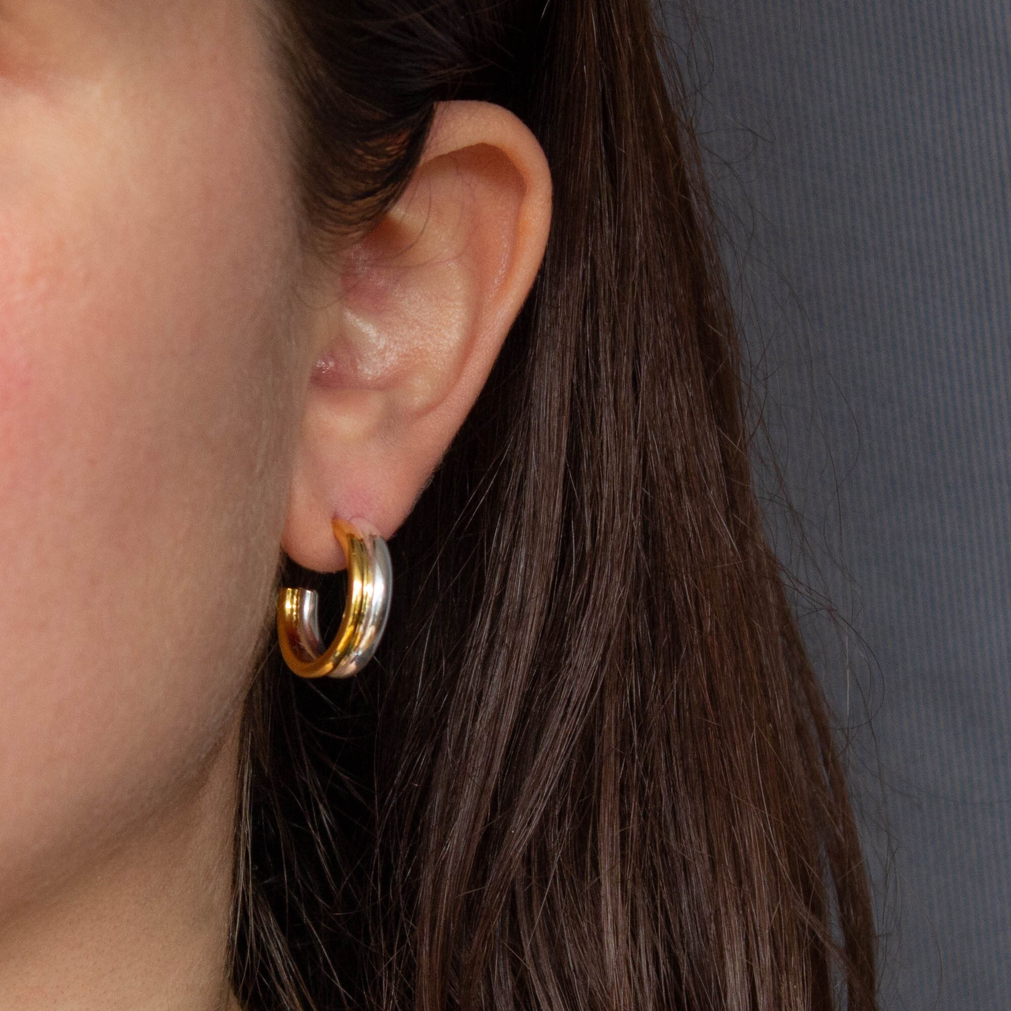 Two tone earrings gold silver deals