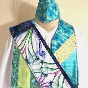 Stola clericale reversibile: Cosmic Swirl, stola da ministro moderna con maschera abbinata