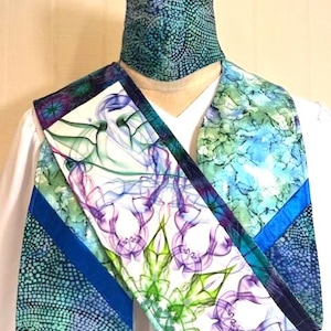 Reversible Clergy Stole: Cosmic Swirl, Modern Minister Stole with Matching Mask