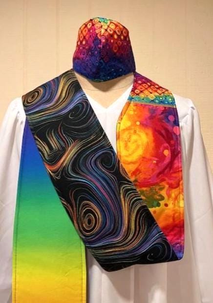 Rainbow Clergy Stole, REVERSIBLE, Two Works of Art, Minister Stole, StolesByShez, Matching Mask, Vestment, Matching Mask, LGBT, Interfaith