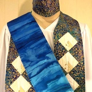 Teal/Ombre geestelijkheidsstola, OMKEERBARE stola, 2-in-1, ministerstola, StolesByShez, een innovatief vest, UU-minister, bijpassend masker