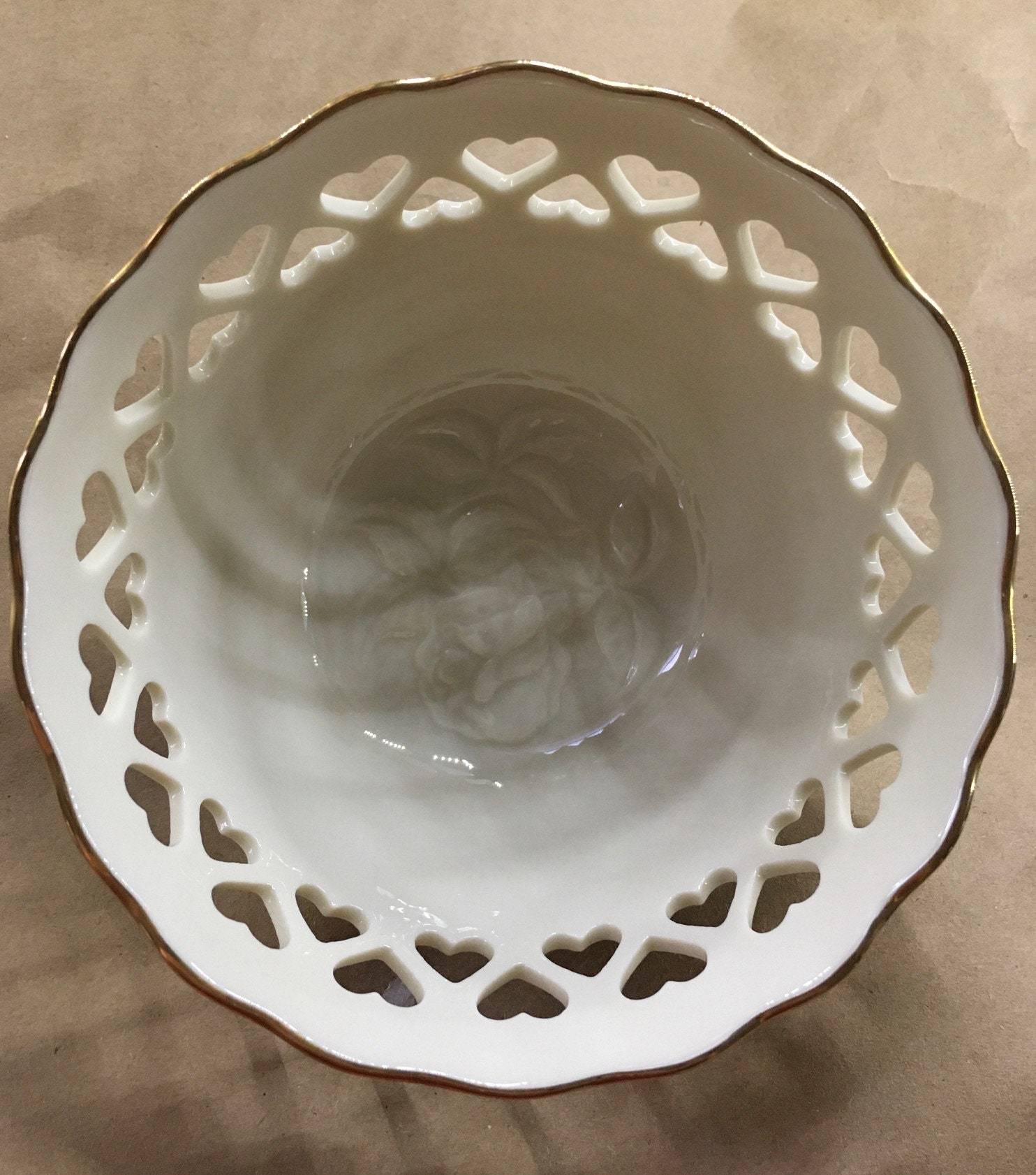 Vtg Lenox Porcelain Bowl Reticulated Heart Cutouts Beautifully Etsy