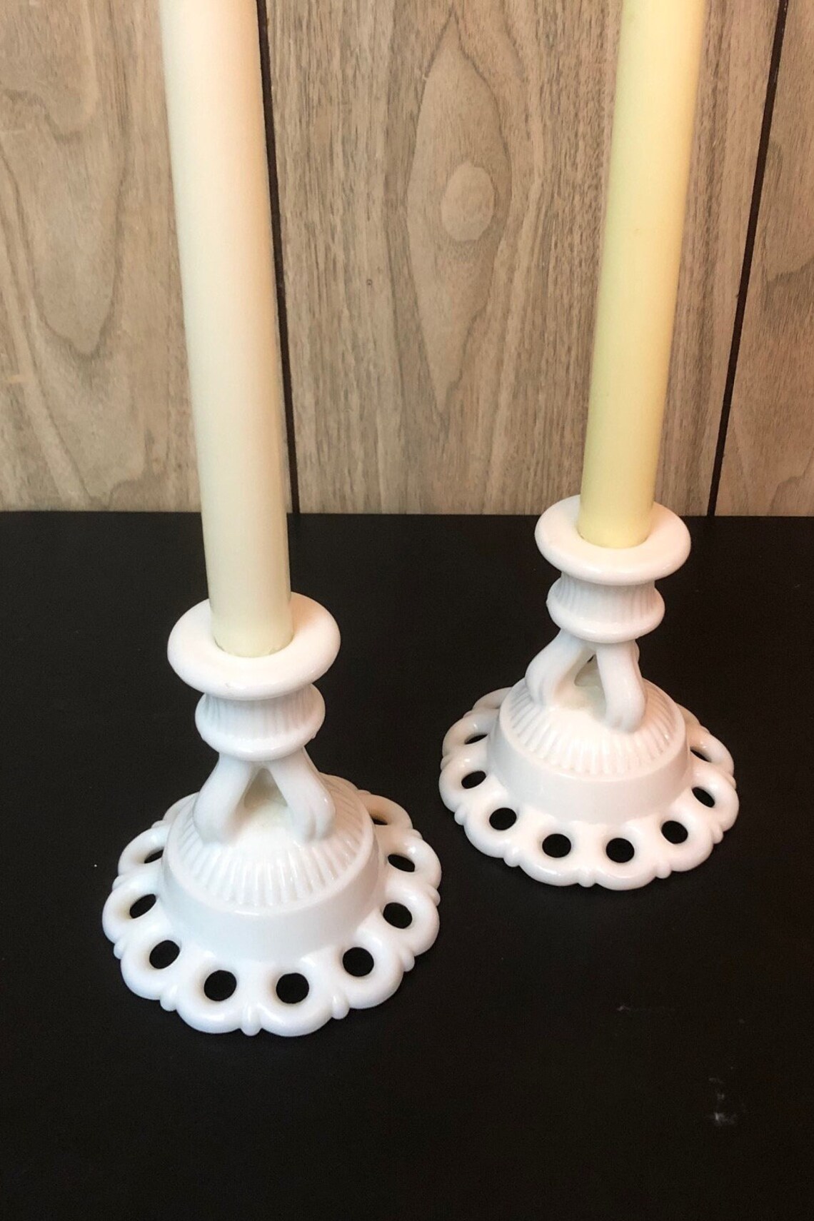 Vintage White Milk Glass Candlesticks Candle Holders Set of Etsy