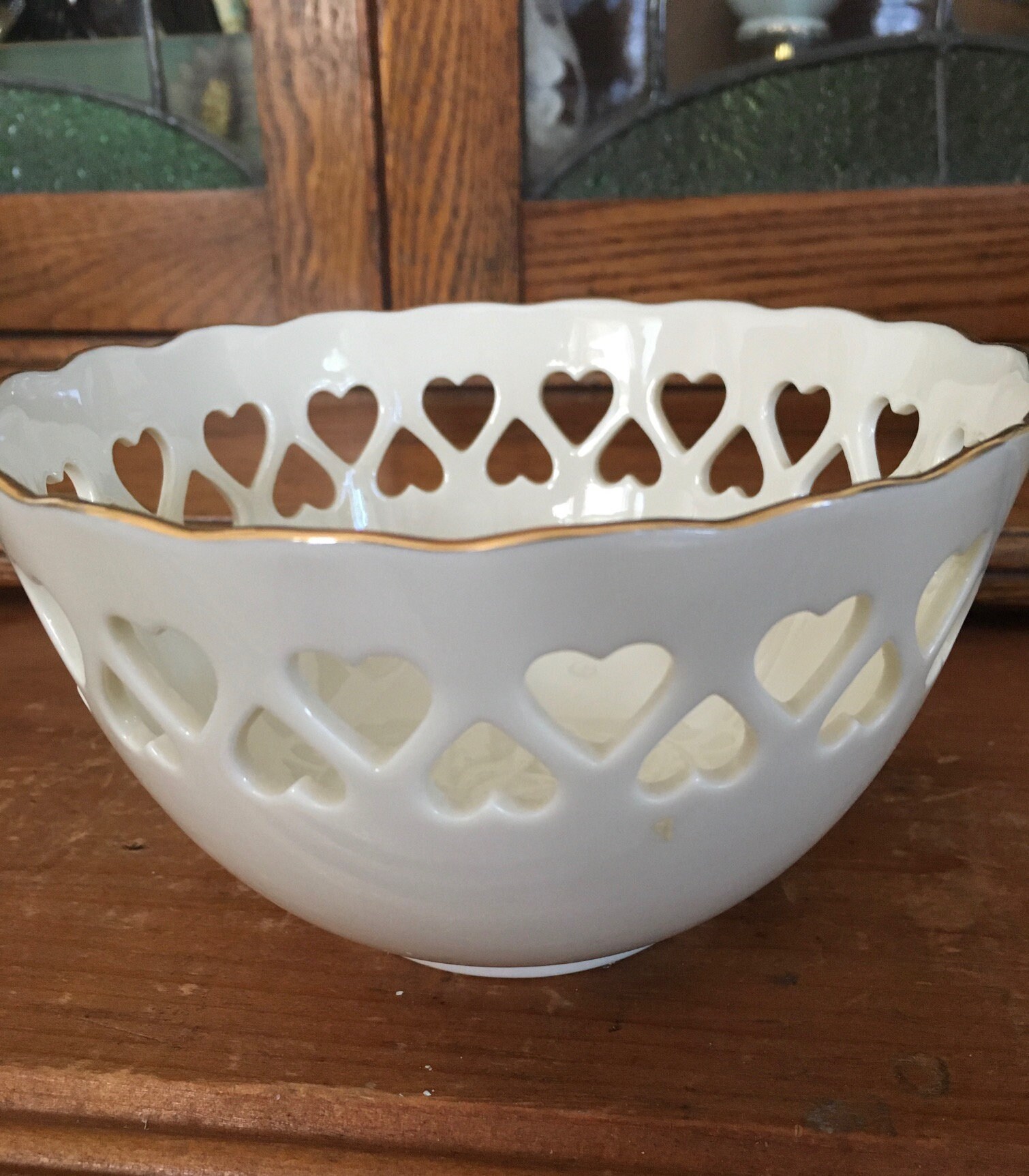 Vtg Lenox Porcelain Bowl Reticulated Heart Cutouts Beautifully Etsy