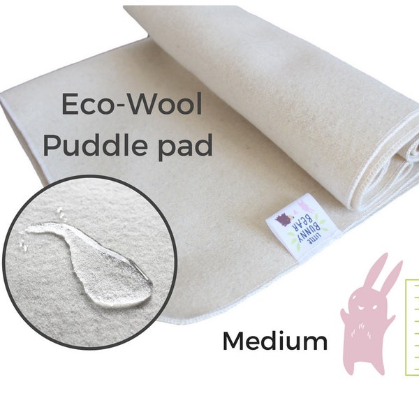 Medium Wool puddle pad, mattress protector for bed, floor, for potty training, elimination communication, plastic free