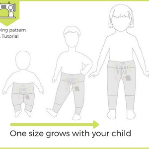 6m-4yrs, one size, Potty training sewing pattern / split crotch trousers /split pants / PDF pattern / elimination communication image 5