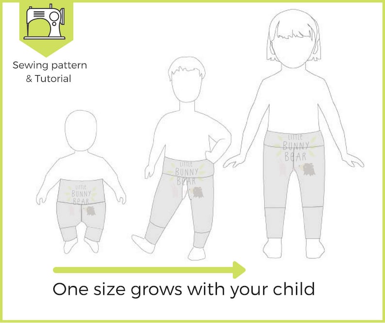 6m-4yrs, one size, Potty training sewing pattern / split crotch trousers /split pants / PDF pattern / elimination communication image 5