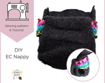 Drop flap nappy system PDF sewing pattern, nappy diaper belt and wrap, cloth diaper nappy, elimination communication, potty training