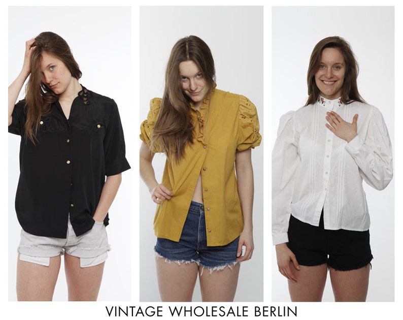 80s wholesale 90s mystery classic ruffle Vintage BLOUSES traditional MIXED lot x 10 items high quality bulk order ready for resale