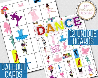 Gioco BINGO Co-Ed Dance, PDF 8,5x11", download istantaneo!
