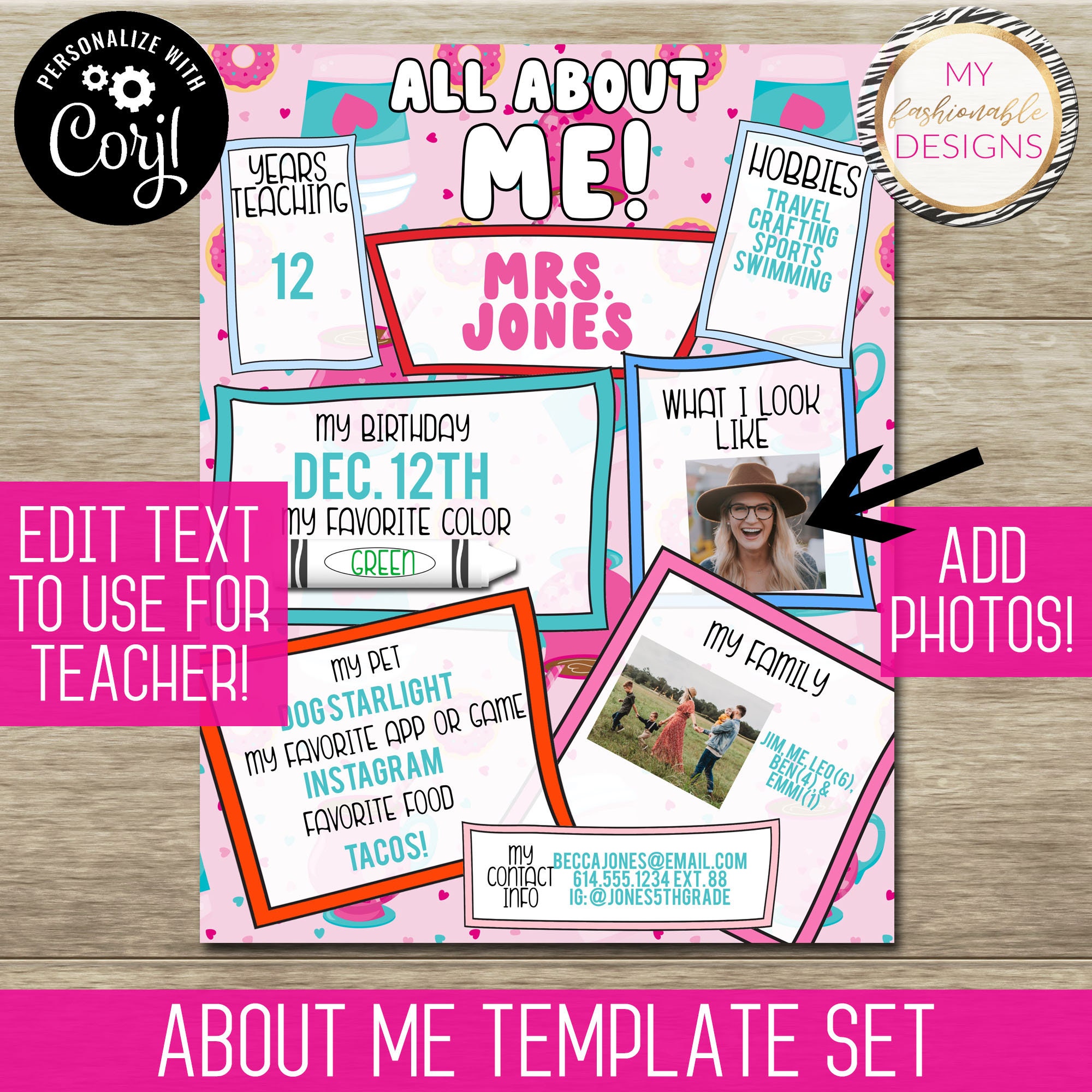 Student or Teacher About Me Template 8.5x11" Save as JPG or PDF