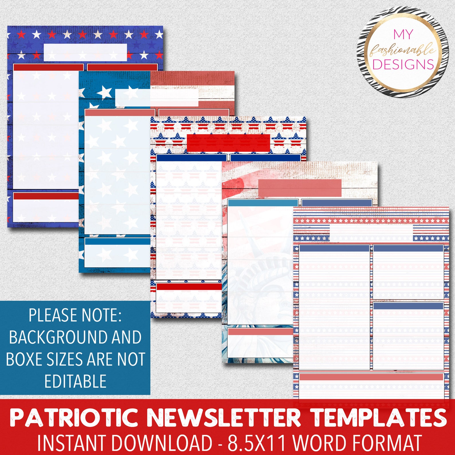 Word Format Patriotic Classroom Newsletter Templates 5 Etsy