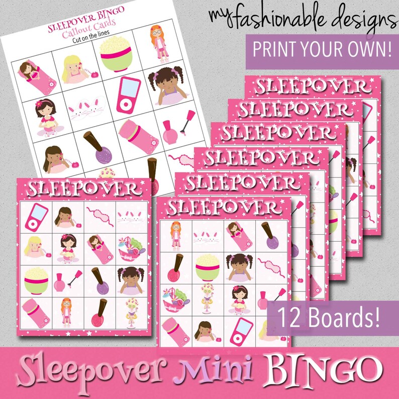Sleepover Mini BINGO Game Print Your Own Instant Download - Etsy