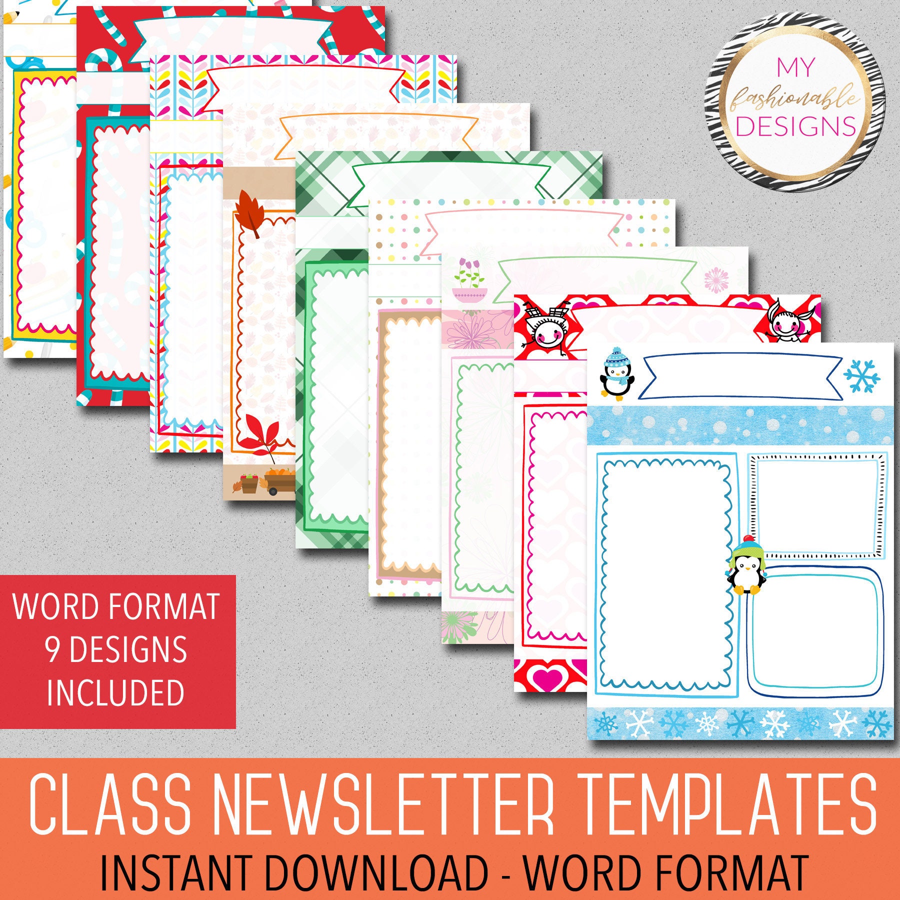 Classroom Newsletter Templates 9 Designs Included Word Etsy