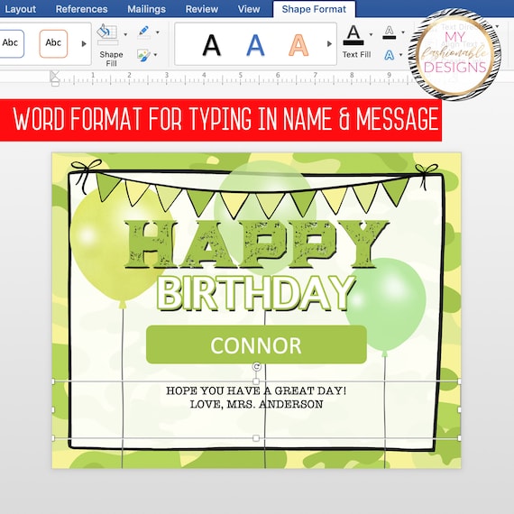 Happy Birthday Certificate Set, 8.5x11 Word Format, Instant