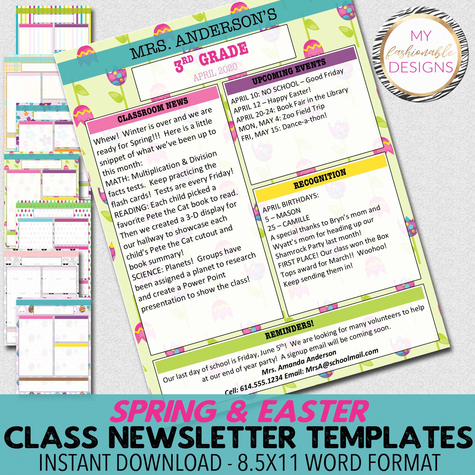 spring-newsletter-templates-7-designs-included-word-format-etsy