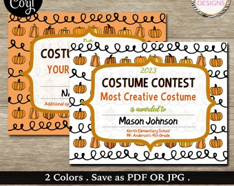 Halloween Certificate Template Set - 2 Colors - 8.5x11" - Save as JPG or PDF - Corjl Self-Edit Template